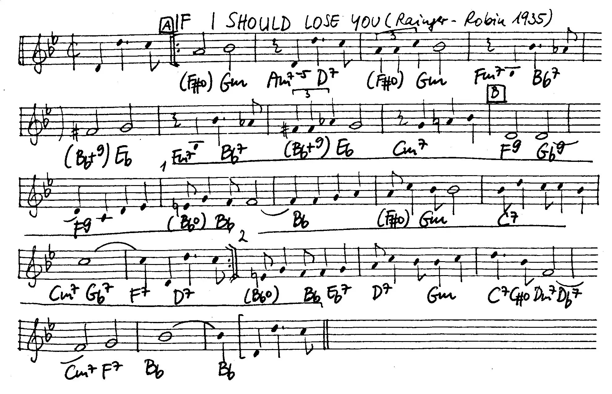 if i should lose you free jazz leadsheet - Courtesy of the Jungle Jazz Band